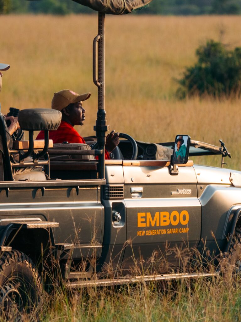 Open 4x4 Land Cruiser set up for a photographic safari