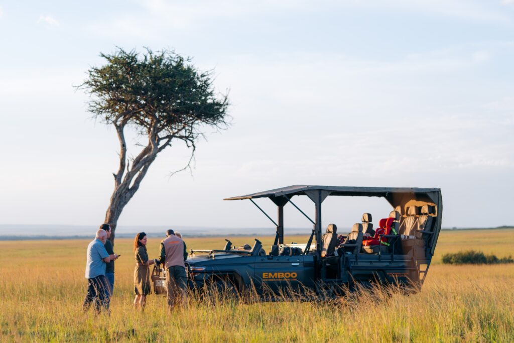 All-electric safari vehicle at Emboo Camp in Masai Mara.
