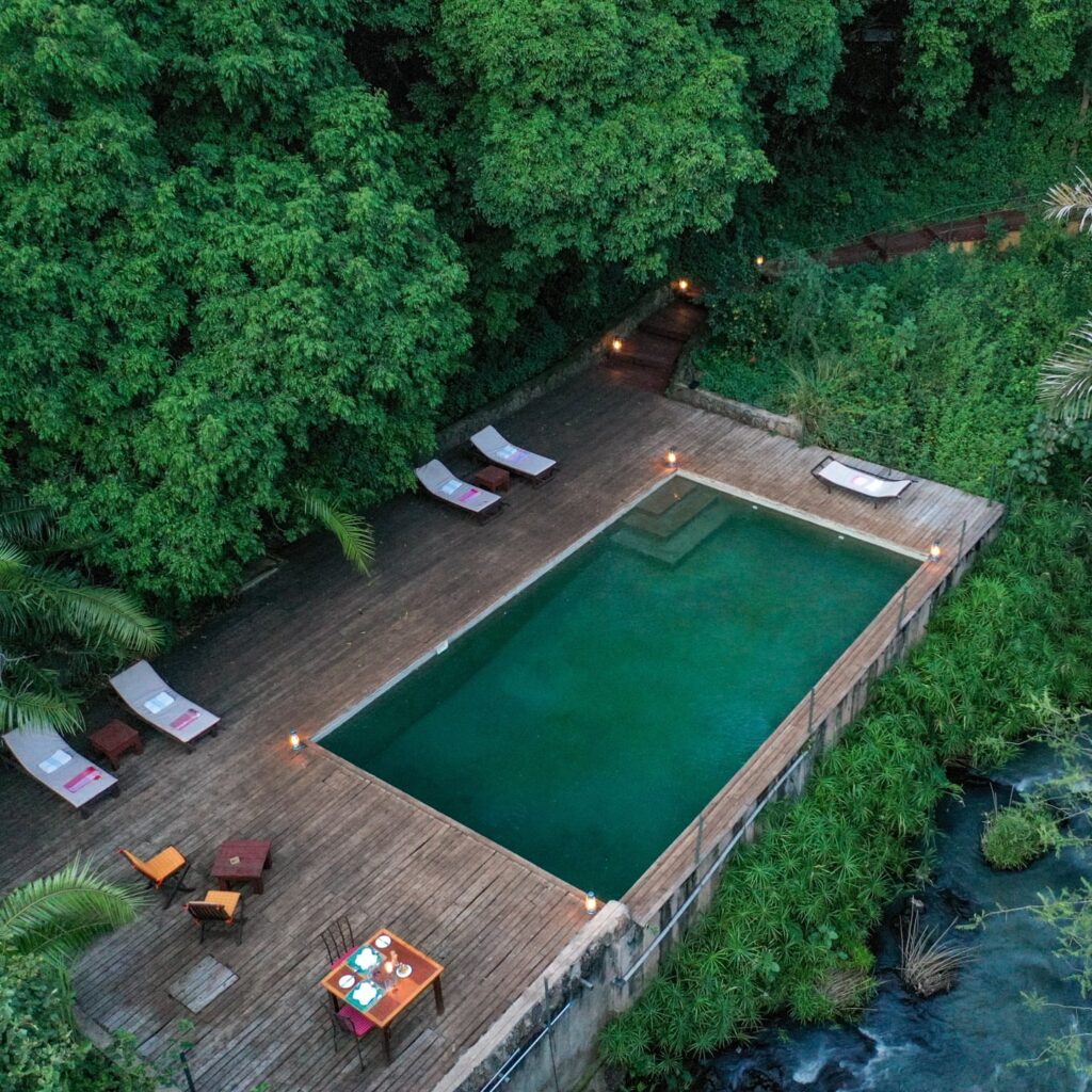 Natural forest pool at Porini Rhino River Camp in Meru Kenya.