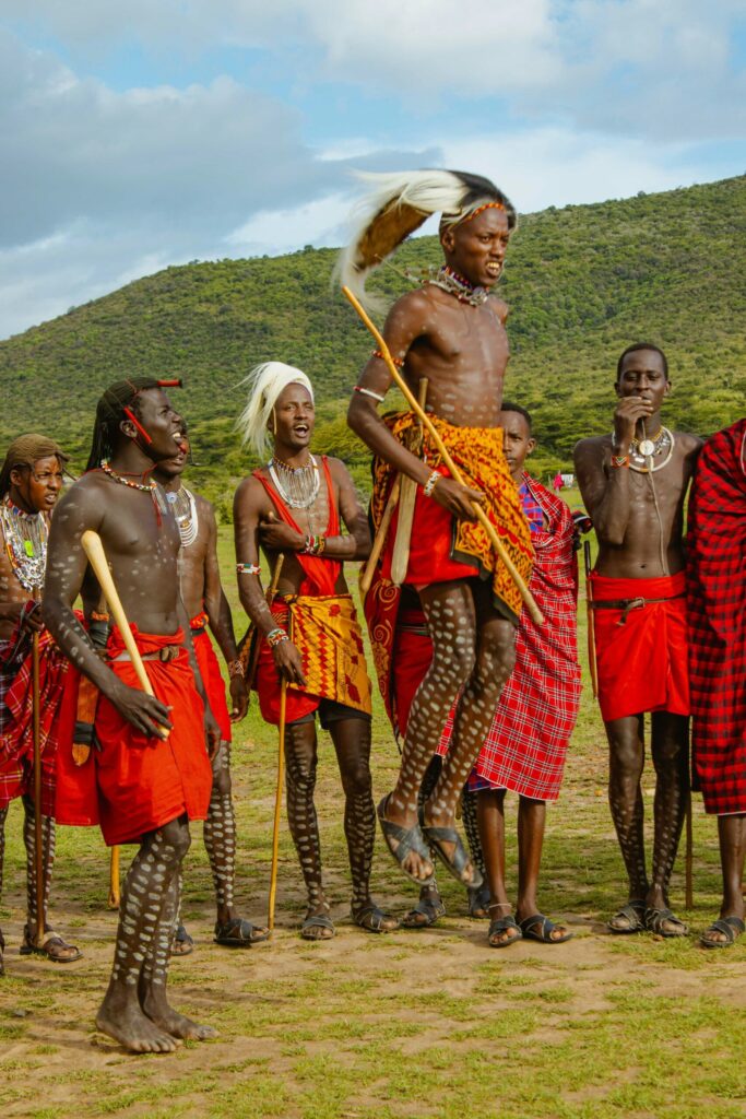 maasai moran performing the aduma jumping dance